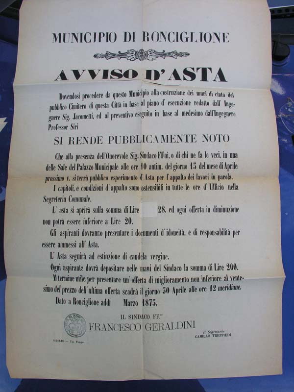 1875 -1- Avviso d'asta