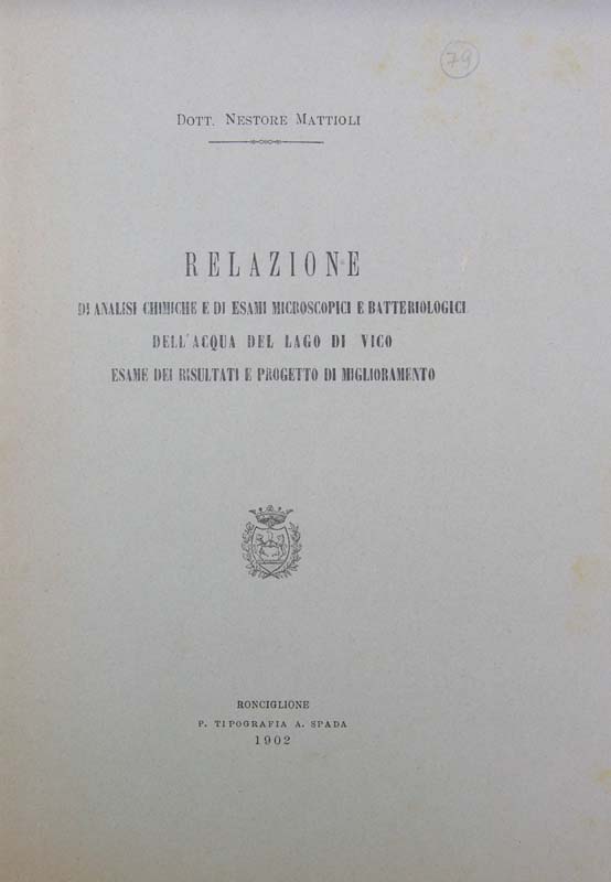 1902 -1- Relazione acque del Lago di Vico